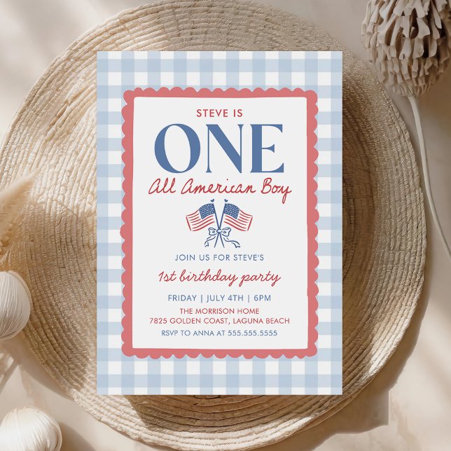 Invitación Cumpleaños 1 todo americano del 4 de julio (Subido por el creador)