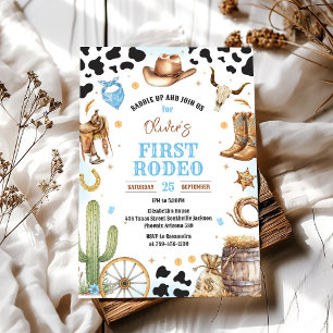 Invitación Cumpleaños 1 Vaquero Primer Rodeo Oeste Salvaje