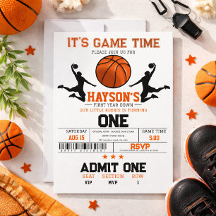 Invitación Cumpleaños 1er Año de Baloncesto Fiesta de Cumplea
