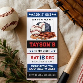 Invitación Cumpleaños 1er Año Entrada de Béisbol Primer Año A