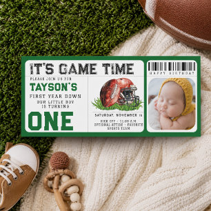 Invitación Cumpleaños 1er Año Fútbol Entrada de Foto Ticket