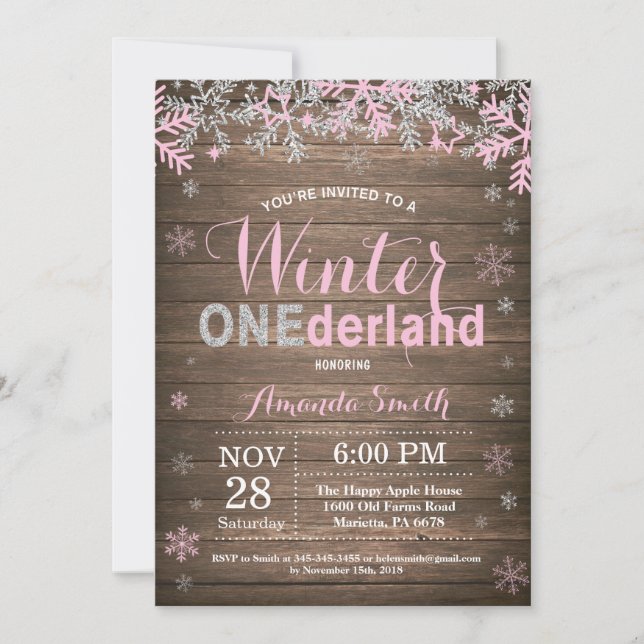 Invitación Cumpleaños 1er Año Onederland de Invier (Anverso)