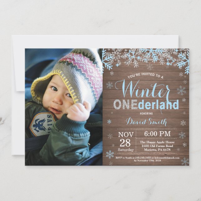Invitación Cumpleaños 1er Año Winter Onederland Ni (Anverso)