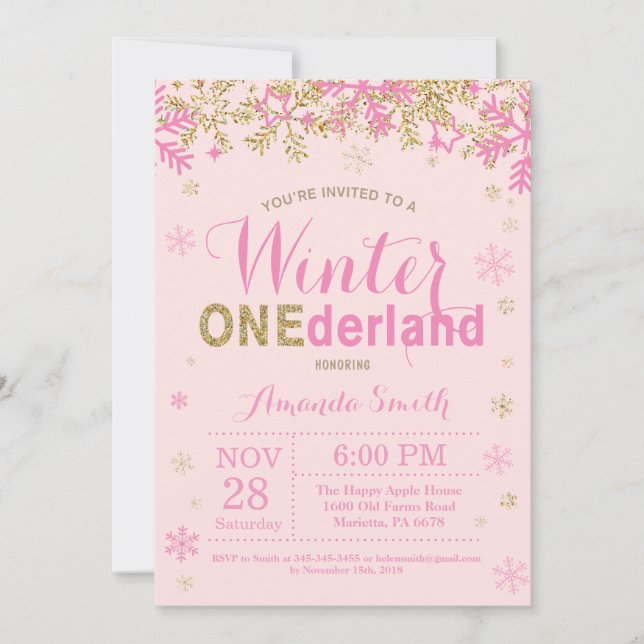 Invitación Cumpleaños 1er Año Winter Onederland Ro (Anverso)