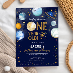 Invitación Cumpleaños 1er Astronauta del Espacio Exterior Pla