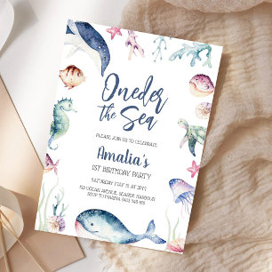 Invitación Cumpleaños 1er Bajo el Mar Animales Oceánicos 