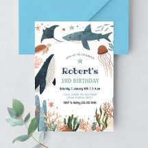 Cumpleaños 1er Bajo el Mar Ballena Tortuga Tiburón