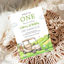 Invitación Cumpleaños 1er Golf Niño Fiesta Par-tee