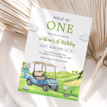 Invitación Cumpleaños 1er Golfista Niño Agujero en