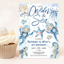Cumpleaños 1er Niño Gemelos ONEder El Mar Dulce Oc