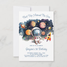 Invitación Cumpleaños 1er Niño Planetas Espacio Exterior
