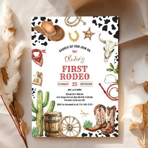 Invitación Cumpleaños 1er Rodeo de Vaquero Salvaje Oeste 