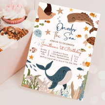 Cumpleaños 1er Tiburón Ballena Bajo el Mar Vida Ma