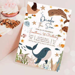 Invitación Cumpleaños 1er Tiburón Ballena Bajo el Mar Vida Ma