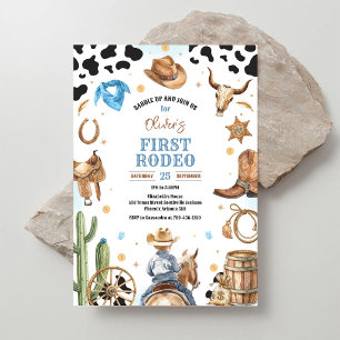 Invitación Cumpleaños 1er Vaquero Primer Rodeo Oeste Salvaje