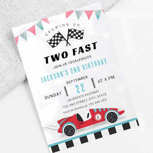 Invitación Cumpleaños 2º de Two Fast Race Car