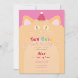 Invitación Cumpleaños 2º "Gato Dos Cute para Manejar"