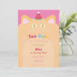 Invitación Cumpleaños 2º "Gato Dos Cute para Manejar"