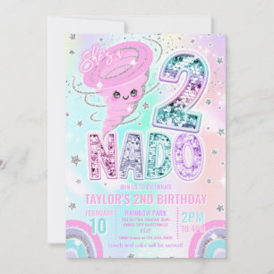 Invitación Cumpleaños 2º Two Nado Rainbow Glitter