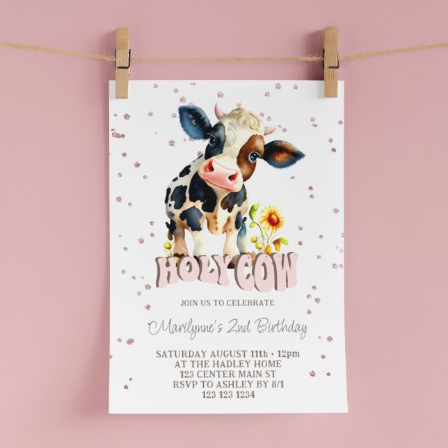 Invitación Cumpleaños 2º Vaca Sagrada Lindo Rosa (Subido por el creador)