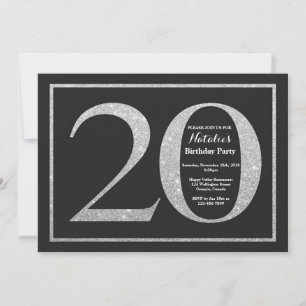 Invitación Cumpleaños 20 Años Pizarra Brillo Plate