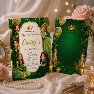 Invitación Cumpleaños 20 de la Princesa de Oro Verde Esmerald