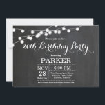 Invitación Cumpleaños 20 Pizarra de Tiza<br><div class="desc">Invitación de cumpleaños número 20 con luces de cuerda y fondo de pizarra. 13 15 16 18 21 30 40 50 60 70 80 90 100,  cualquier edad. Para una mayor personalización,  haga clic en el botón "Personalizar" y utilice nuestra herramienta de diseño para modificar esta plantilla.</div>