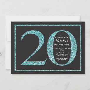 Invitación Cumpleaños 20 Verde Brillante Pizarra