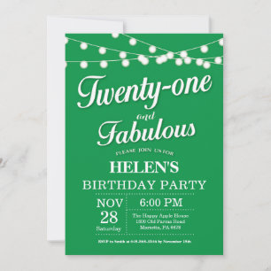 Invitación Cumpleaños 20 Verde Fabuloso