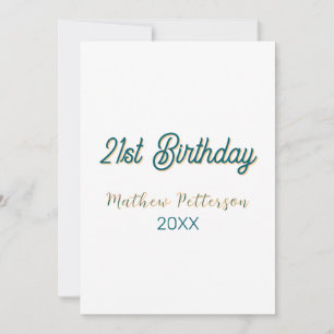 Invitación cumpleaños 21 azul naranja elegante boho retro nom