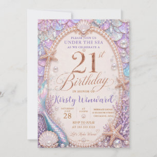 Invitación Cumpleaños 21 Bajo el Mar Concha Marina Iridescent