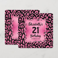 Cumpleaños 21 Chic Hot Pink Estampado Leopardo 