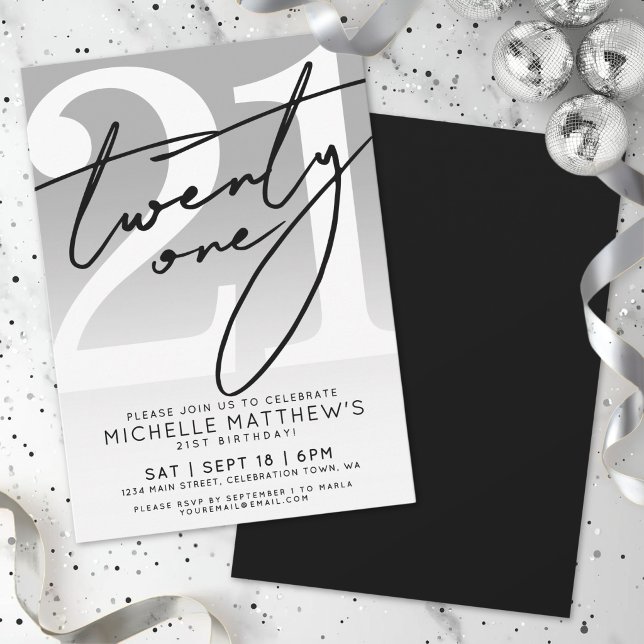 Invitación Cumpleaños 21 con guión simple (Twenty One Simple Script 21st Birthday Invitation)