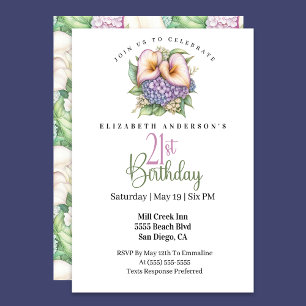Invitación Cumpleaños 21 con Lirio de Calla Pastel Precioso