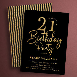 Invitación Cumpleaños 21 de Black Gold