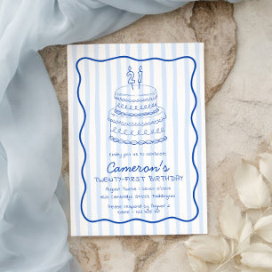 Invitación Cumpleaños 21 de Blue Stripe