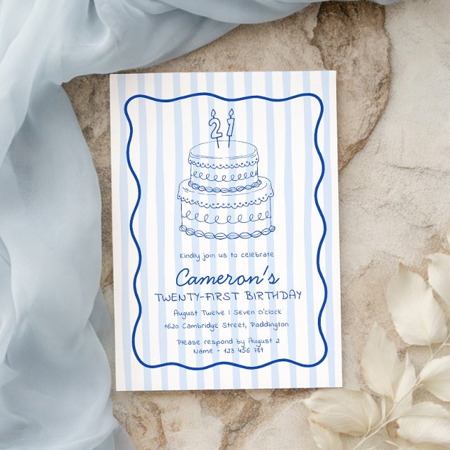 Invitación Cumpleaños 21 de Blue Stripe (Subido por el creador)
