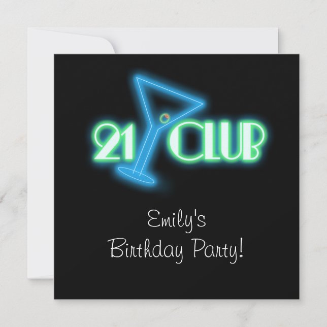 Invitación Cumpleaños 21 de Girls Martini (Anverso)