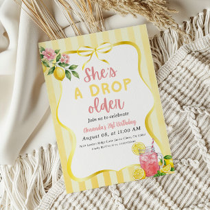 Invitación Cumpleaños 21 de Lemon Drop Older Pink Lemonade
