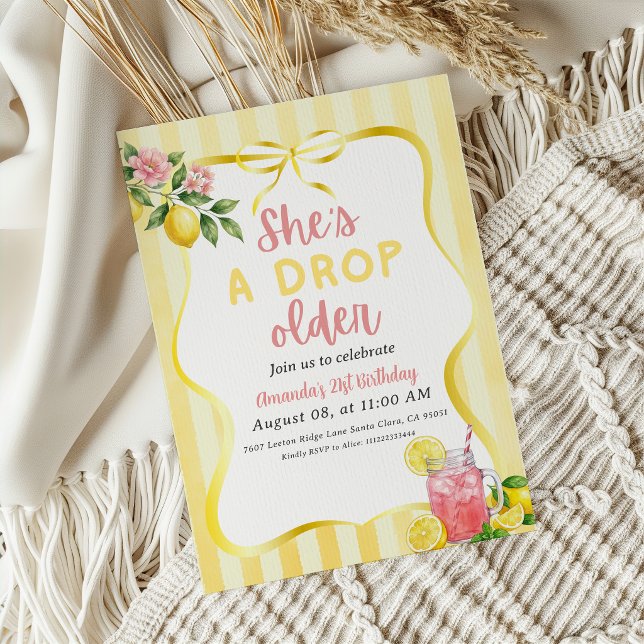 Invitación Cumpleaños 21 de Lemon Drop Older Pink Lemonade (Subido por el creador)