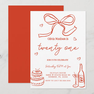 Invitación Cumpleaños 21 de Red Trendy-de-Mano