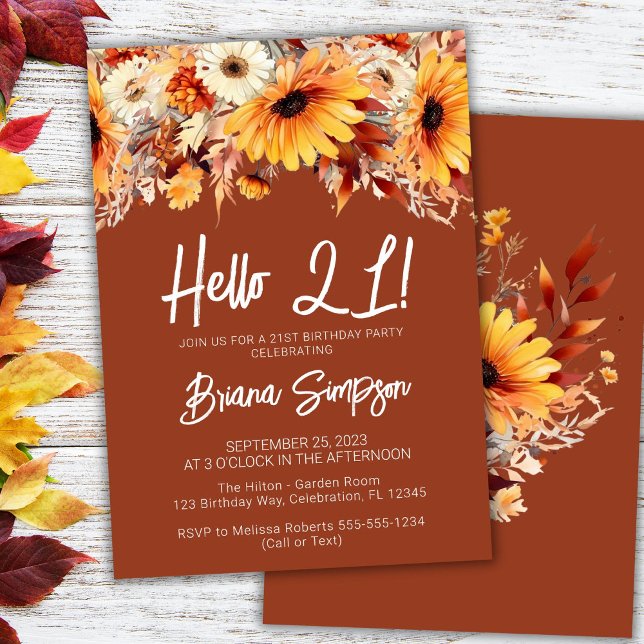 Invitación Cumpleaños 21 de Terracotta Otoño Floral  (Subido por el creador)