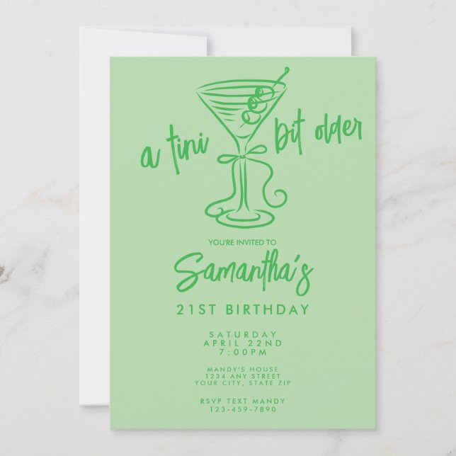 Invitación Cumpleaños 21 divertido Doodle Un poquito mayor (Anverso)