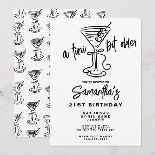 Invitación Cumpleaños 21 divertido Doodle Un poquito mayor
