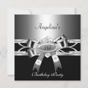 Invitación Cumpleaños 21 Elegante Arco de Metal Negro Platead