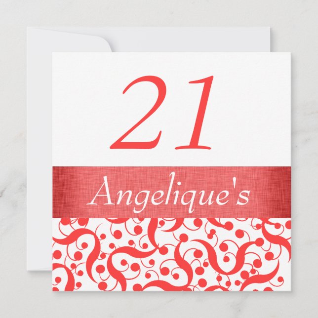 Invitación Cumpleaños 21 elegante celebración de cualquier ed (Anverso)