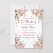 Cumpleaños 21 Elegante con Flor de Jardín en Rosa