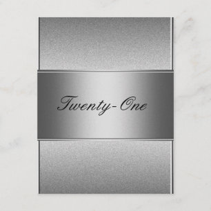Invitación Cumpleaños 21 Elegante Gris Plateado Metal Negro