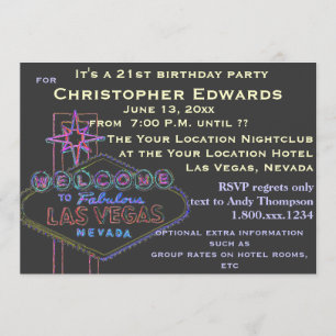 Invitación Cumpleaños 21 en Las Vegas para hombres