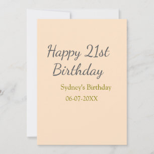 Invitación Cumpleaños 21 feliz nombre fecha gris naranja past